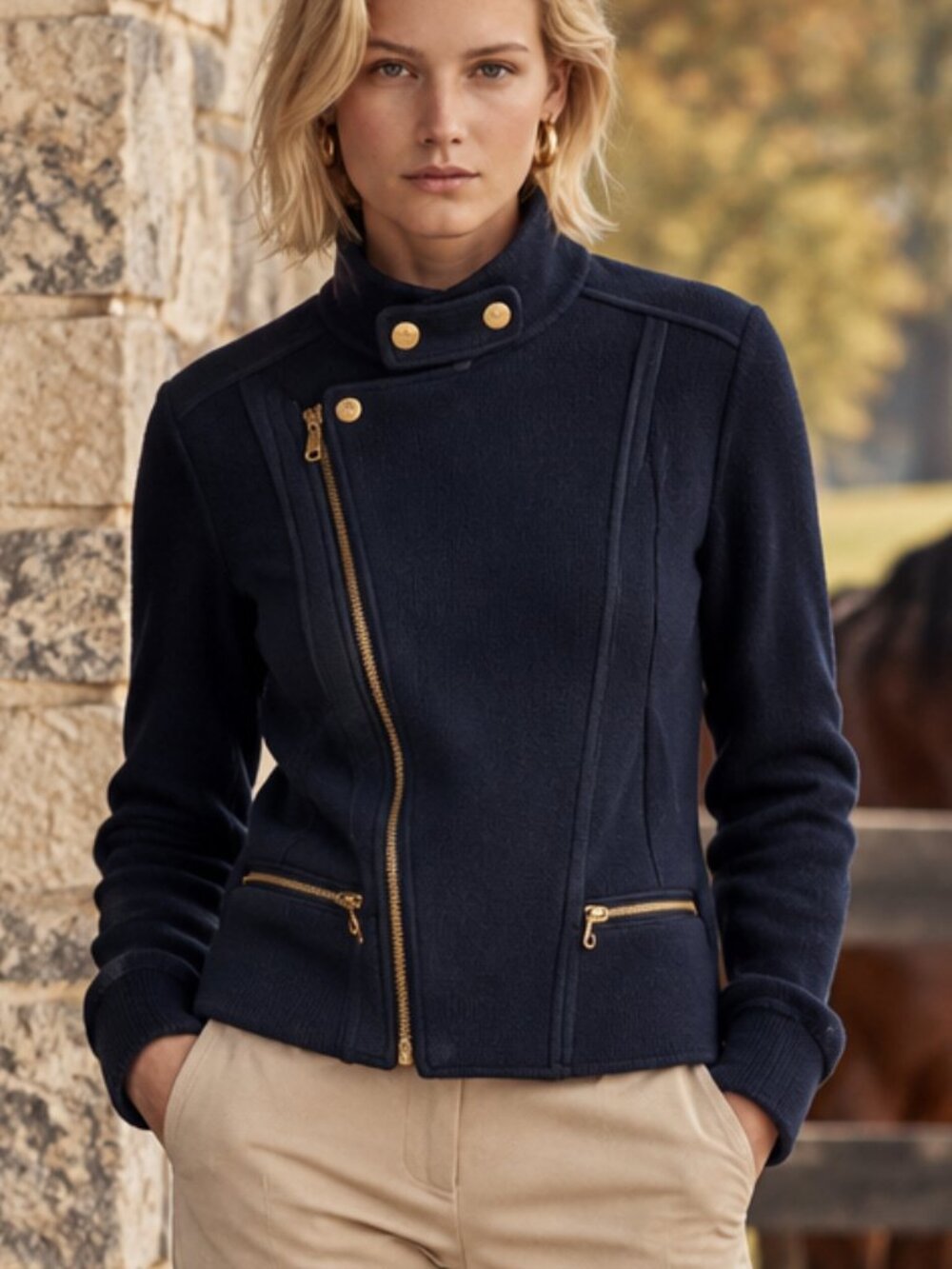 Y2K Vintage Lauren Ralph Lauren Knit Moto Jacket